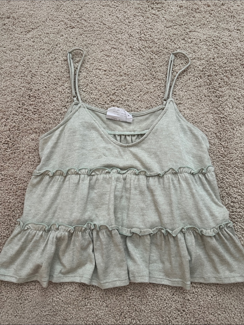Sadie & Sage Light Sage Ruffle Tiered Peplum